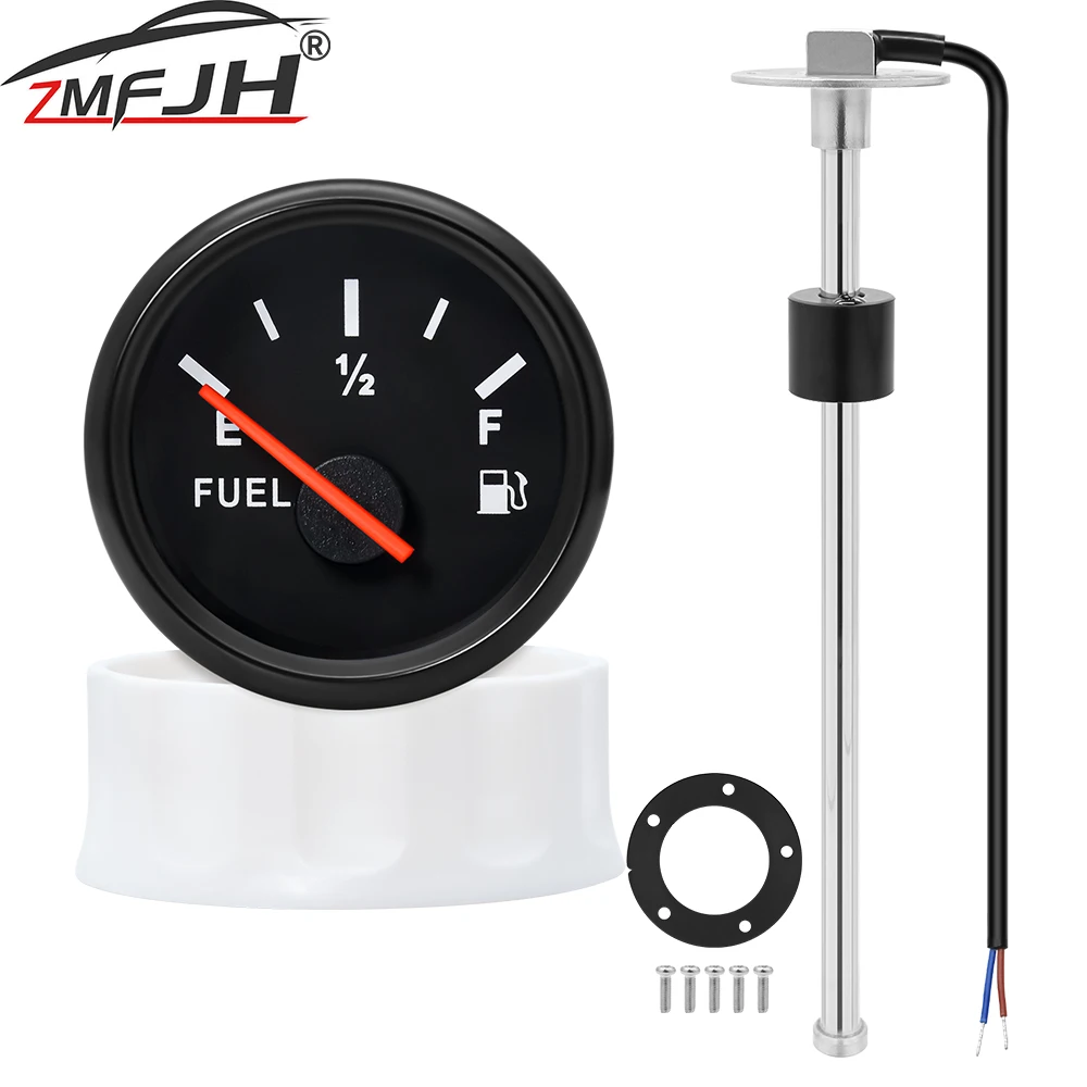 

52mm 0-190ohm Fuel Level Meter 100-525mm Fuel Sensor Fuel Level Gauge Oil Tank Liquid Level Indicator For Marine Boat Car