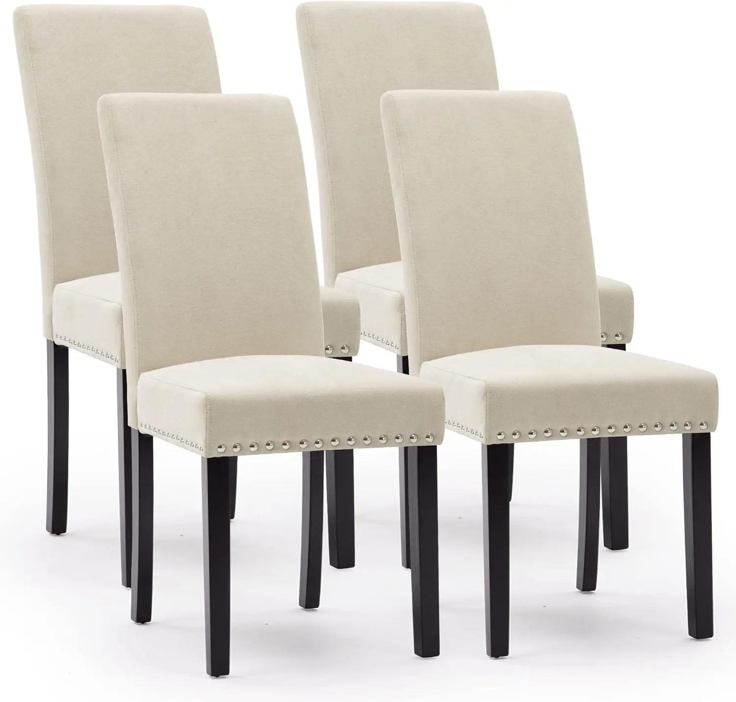 Dining Chairs Set of 4, Fabric Upholstered Dining Room Chairs, Kitchen Parson Chairs with Nailhead Trim and Solid Wood Legs