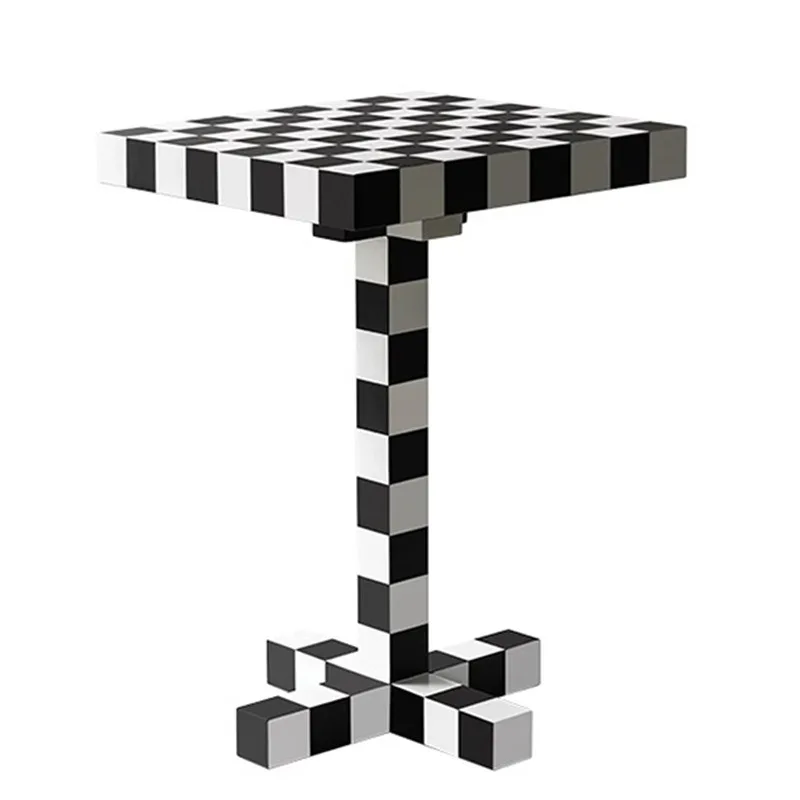 French designer ins wabi-sabi wind checkerboard small side table, modern small square table light luxury household small coffee