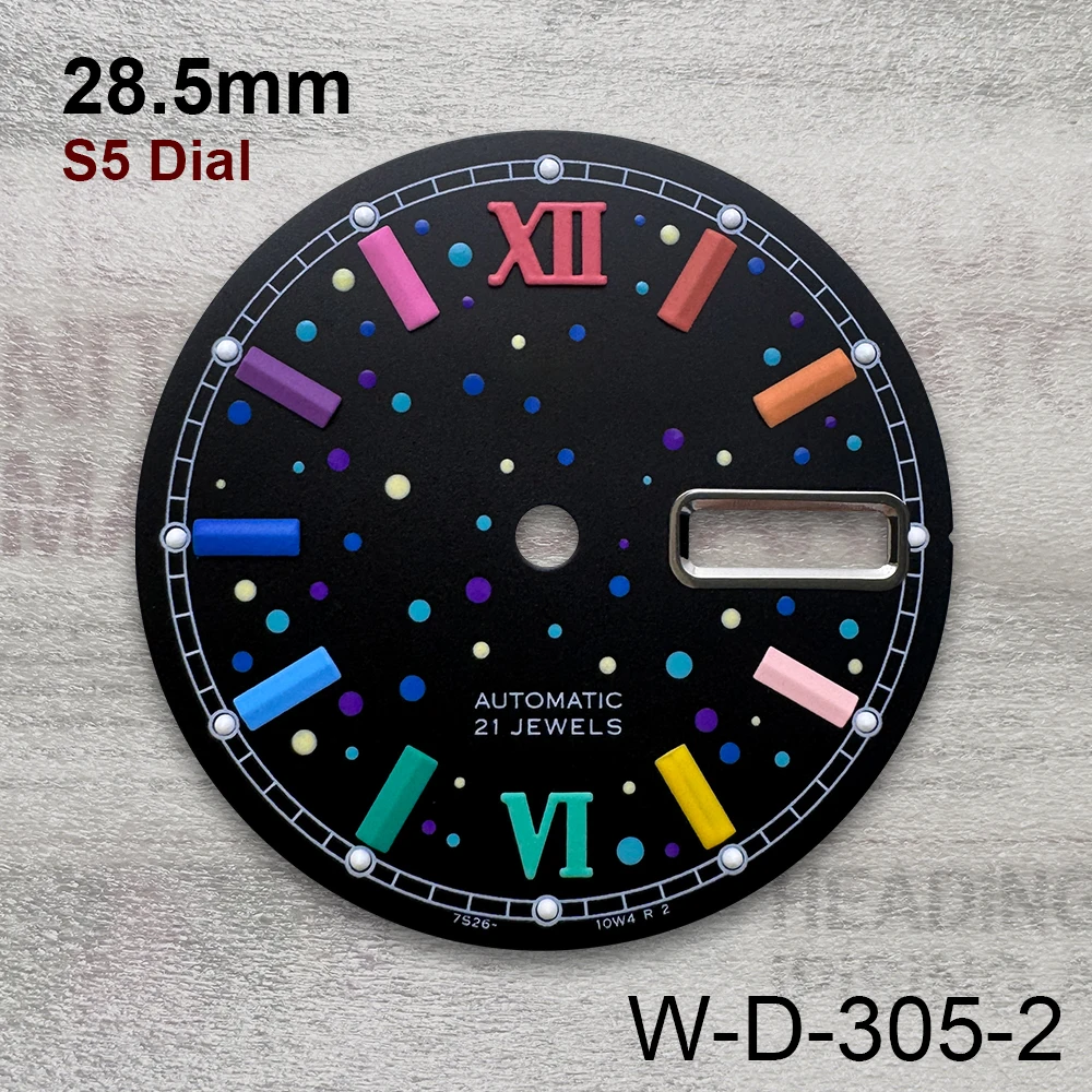 28.5mm S Logo Rome Dial Suitable For NH36/4R36 Movement Colorful Dual Calendar Quality Watch Refit Accessories