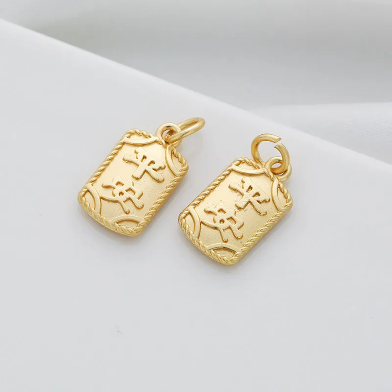 Matte Gold Plated Lucky Bless Text Tag Charms DIY Bracelet Gold Tone Necklace Ear Jewelry Findings