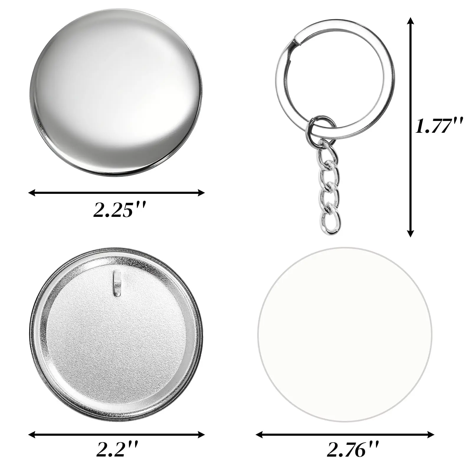 44mm/58mm Metal Button Supplies 100sets Blank Material Badge Keychain Parts Plastic / Metal Base for Press Making Machine Crafts