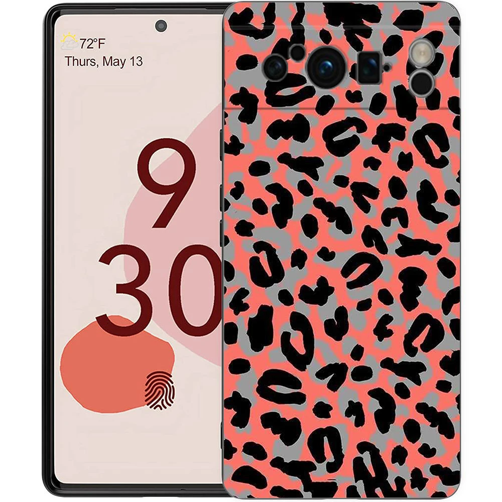 Leopard Print Pattern Phone Case For Google Pixel 8 7 6 Pro 6A 7A 5G Soft Silicone Shockproof TPU Black Cover Fundas