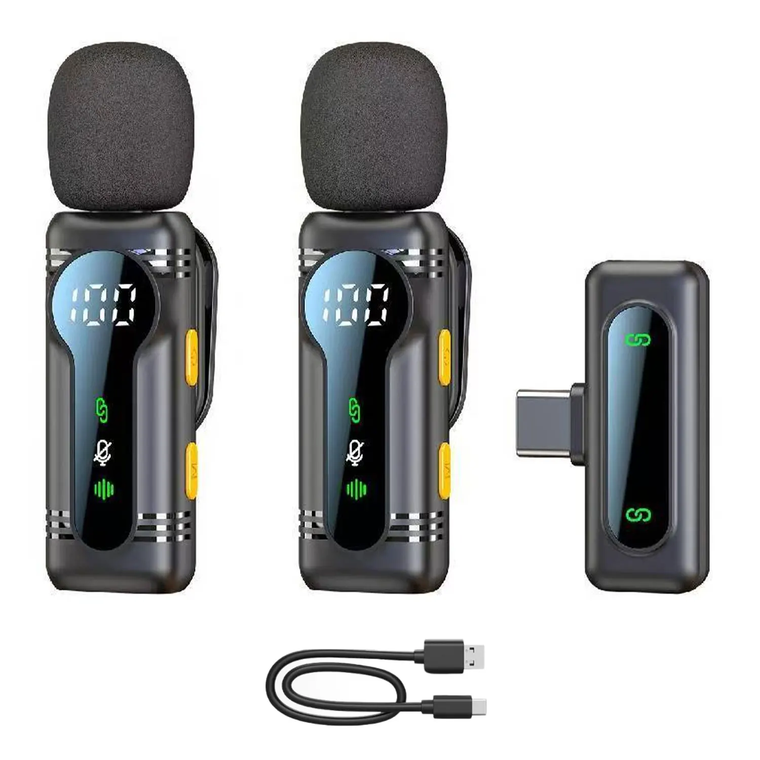 Professional Wireless Lavalier Microphone Noise Cancelling&Magnetic Portable Clip-on Mic for iPhone Android PC Live Interview