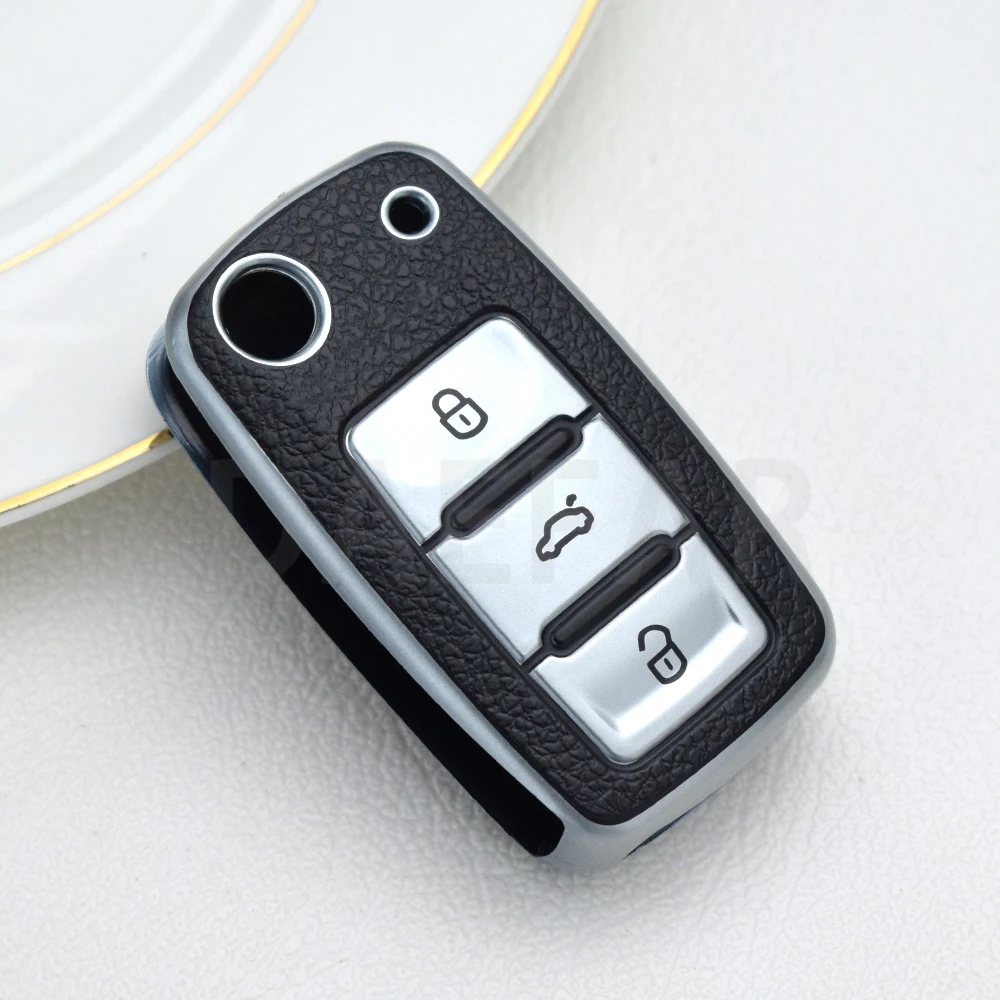 TPU Leather Car Key Cover Case for Volkswagen for VW Bora Polo Tiguan Jetta Passat B5 B6 B7 Golf Beetle for Skoda Octavia