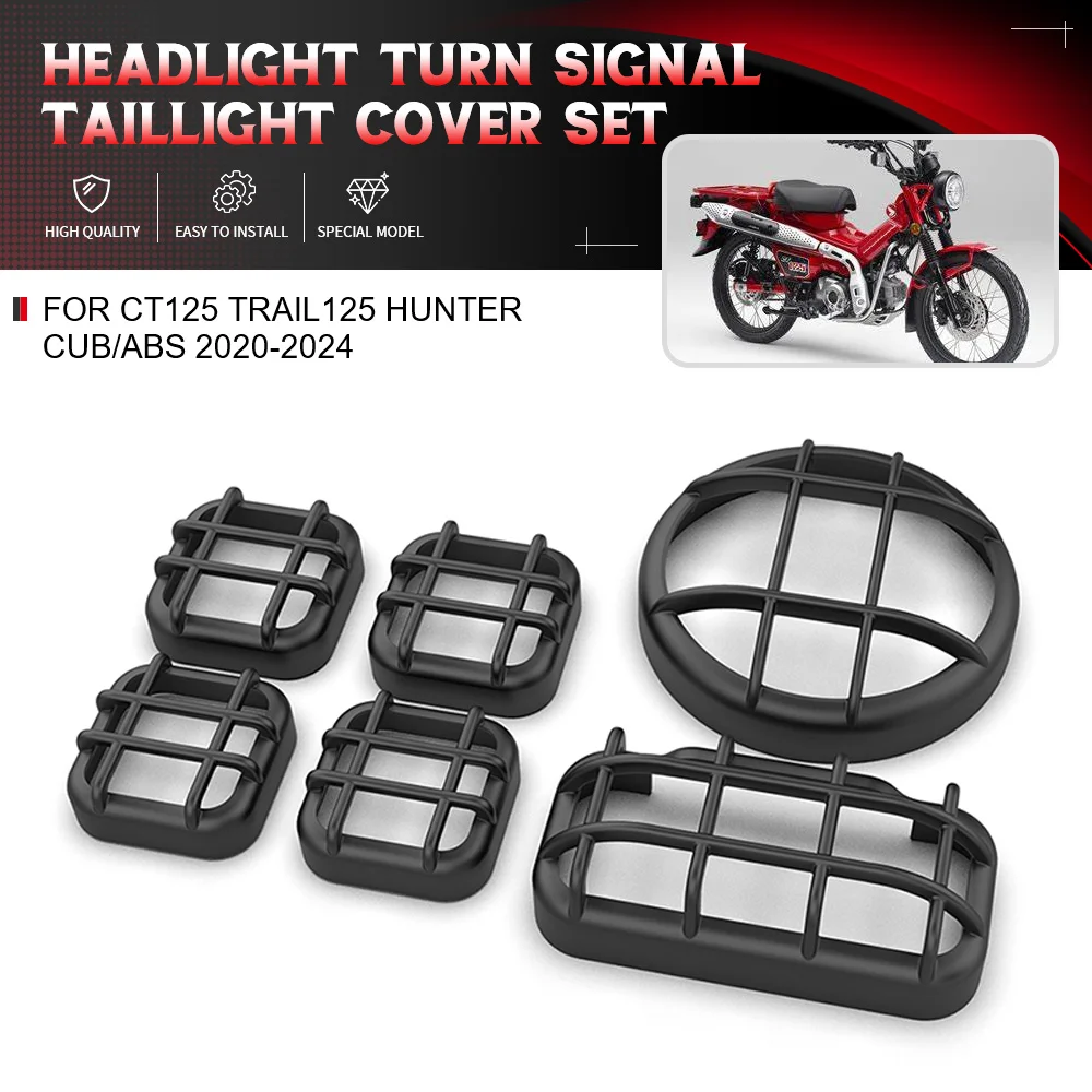 

For Honda CT125 Trail125 Cub/ABS 2020 2021-2023 2024 Motorcycle Matt Black Headlight Turn Signal Taillight Grill Cover