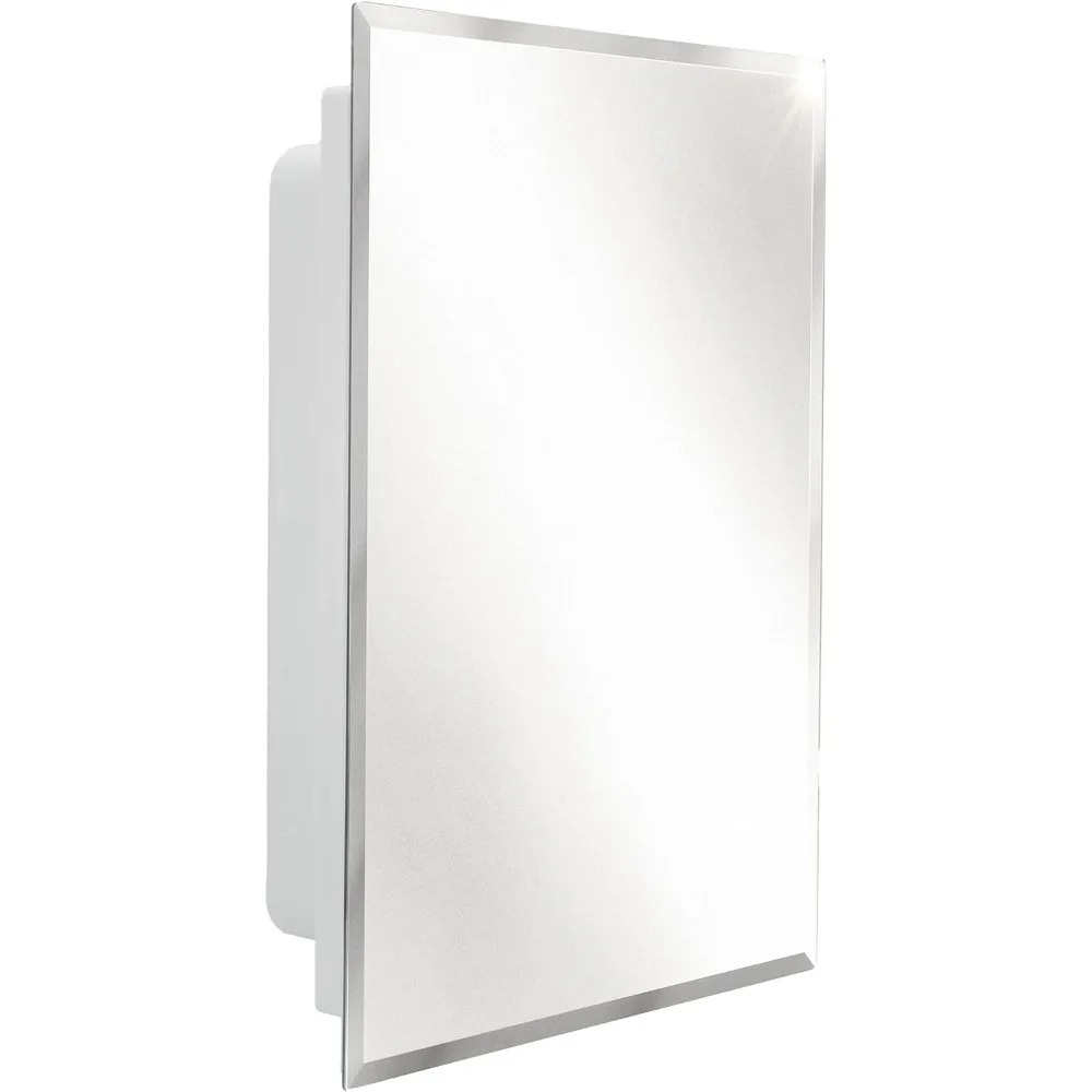 

RV Bathroom Medicine Cabinet | 16” W x 22” H Two Shelves Frameless Polished Edge Mirror Made in USA | White
