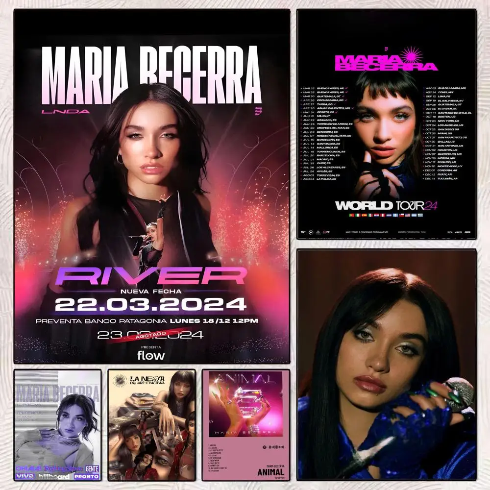 

M-Maria Becerra Singer Poster HD Art Mural Wallart Poster Waterproof Vintage Print Decor for Home Decoration DIY Durable
