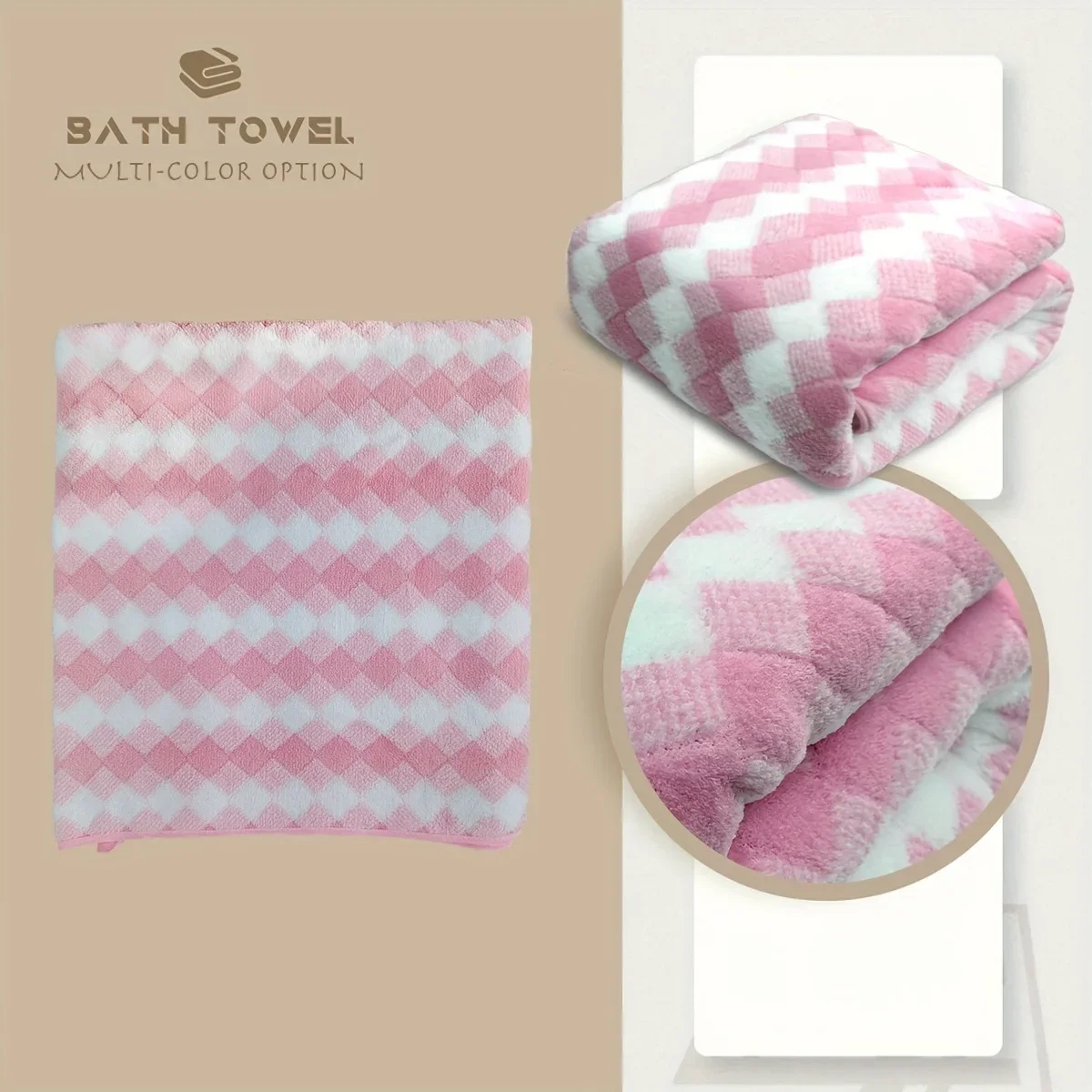 Plaid Pattern Bath Towel Water Absorbent Quick Drying Bath Towel Super Soft Skin Friendly Bath Towel Ideal Bathroom Amenities