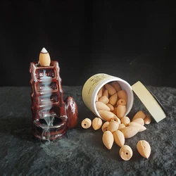 45pcs/box Natural Backflow Incense Cones Sandalwood Wormwood Reflux Tower Incense in box Suitable for Tea Room Yoga Room