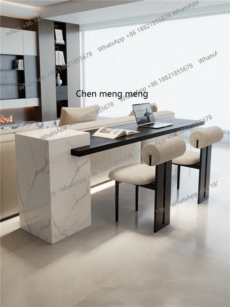 

Длинный стол D80 из массива дерева для гостиной, черный, с функцией обеденного стола, двойной письменный стол, компьютерный стол, рабочая станция