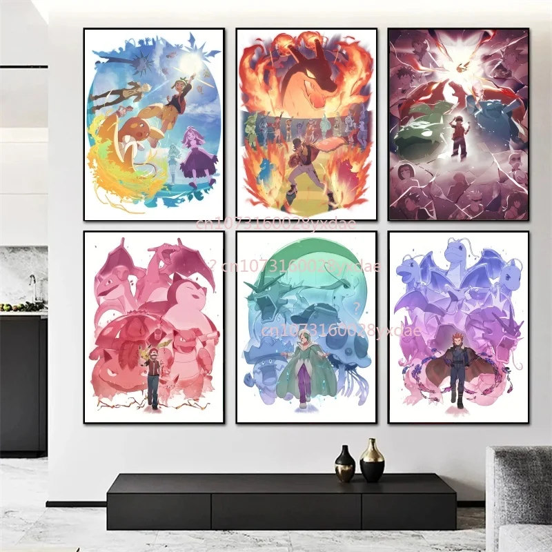 

Anime Pokemon Canvas Painting Bulbasaur Charmander Squirtle Poster and Print Watercolor Wall Art Picture Home Decor Kids Gifts
