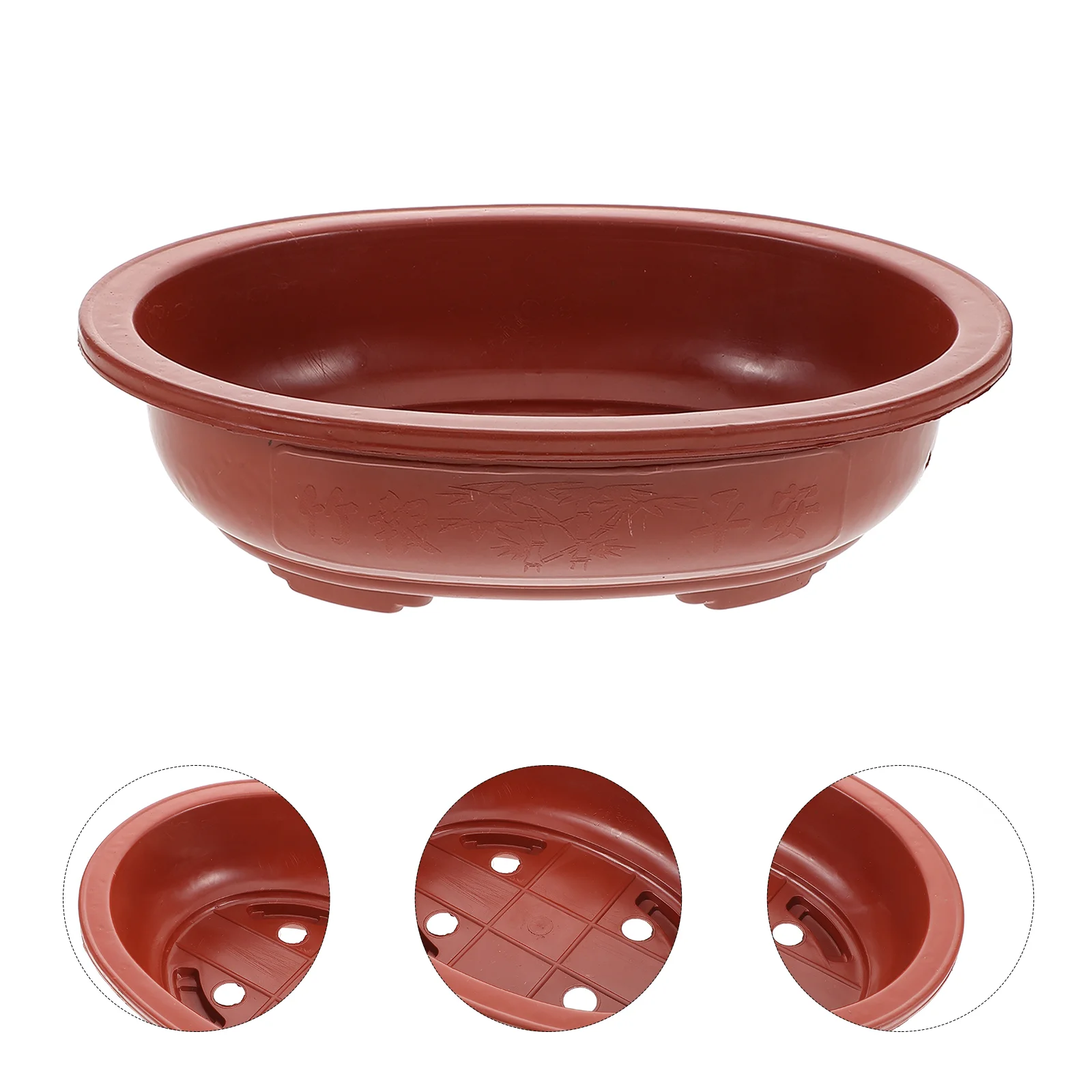 

4 Pcs Oval Bonsai Planter Pot with Drainage Hole Plastic Flower Boxes Potted Containers Tree