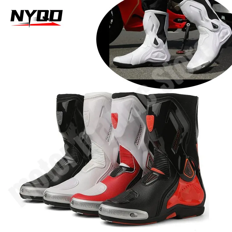 

Men Motorcycle Riding Boots Professional Highway Racing Sports Motorcycle Shoes Titanium Alloy Motocross Boots Botas Hombre