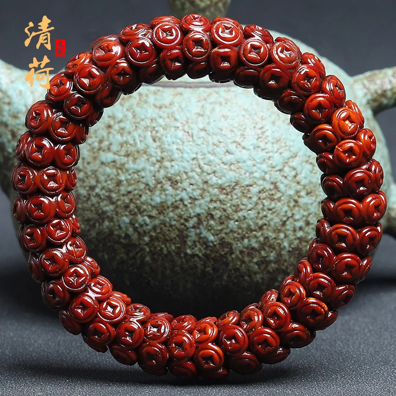 

[New Product] Purple Gold Rat Bone Carving Ornament Golden Rice Bowl Bracelet for Men Women, Soft and Flexible Bodhi