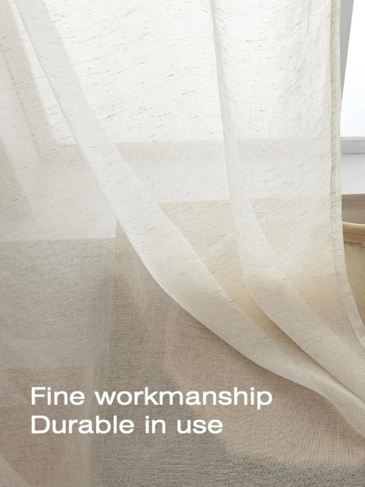 Leinen-Texturierte Tüll-S-Falt-Vorhänge für Wohnzimmer, Esszimmer, Schlafzimmer, Fenster, Landhaus-Luxus-Dekoration, Raumteiler-Gardinen