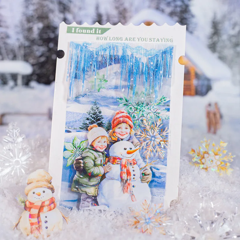 

Mr.Paper,Winter SnowDream Themed Pasted Paper Bag Scrapbook Phone Case Notebook Diary Decorative Sticker Ledger Materials