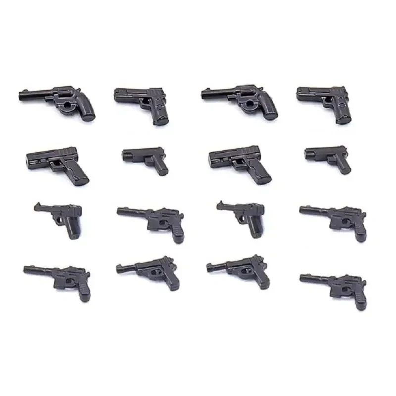 16pcs Pistol Guns MOC Army Swat Police Military Weapon Accessories Playmobil Figures Parts Building Blocks Mini Children\'s Toys