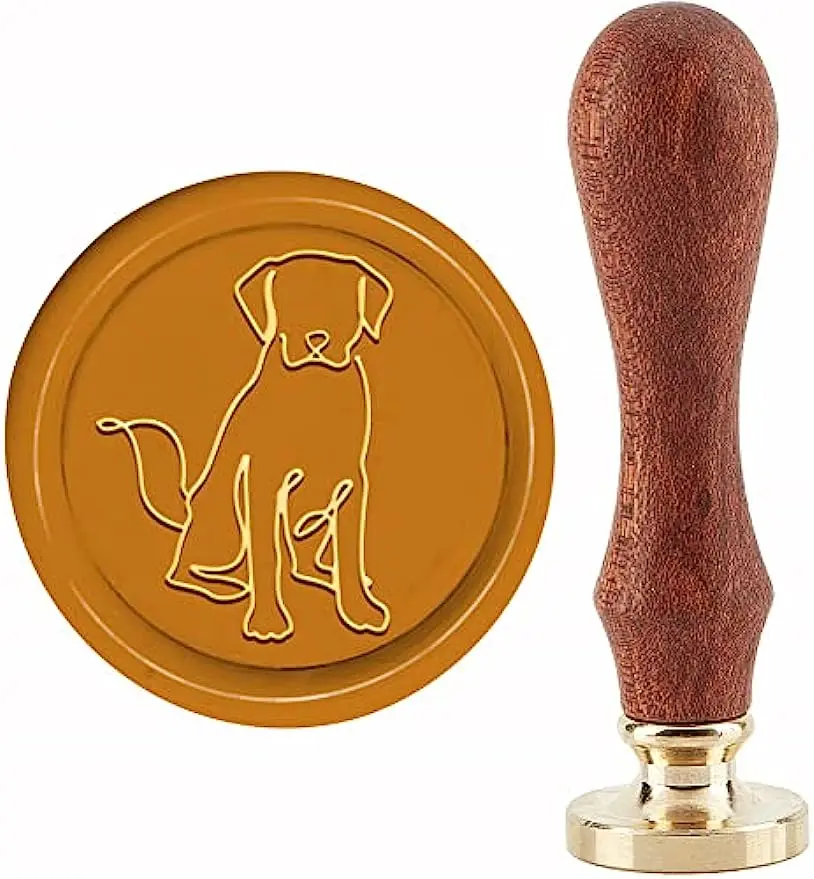 

1PC Dog Wax Seal Stamp Animal Sealing Wax Stamps 30mm Retro Vintage Removable Brass Stamp Head with Wood Handle