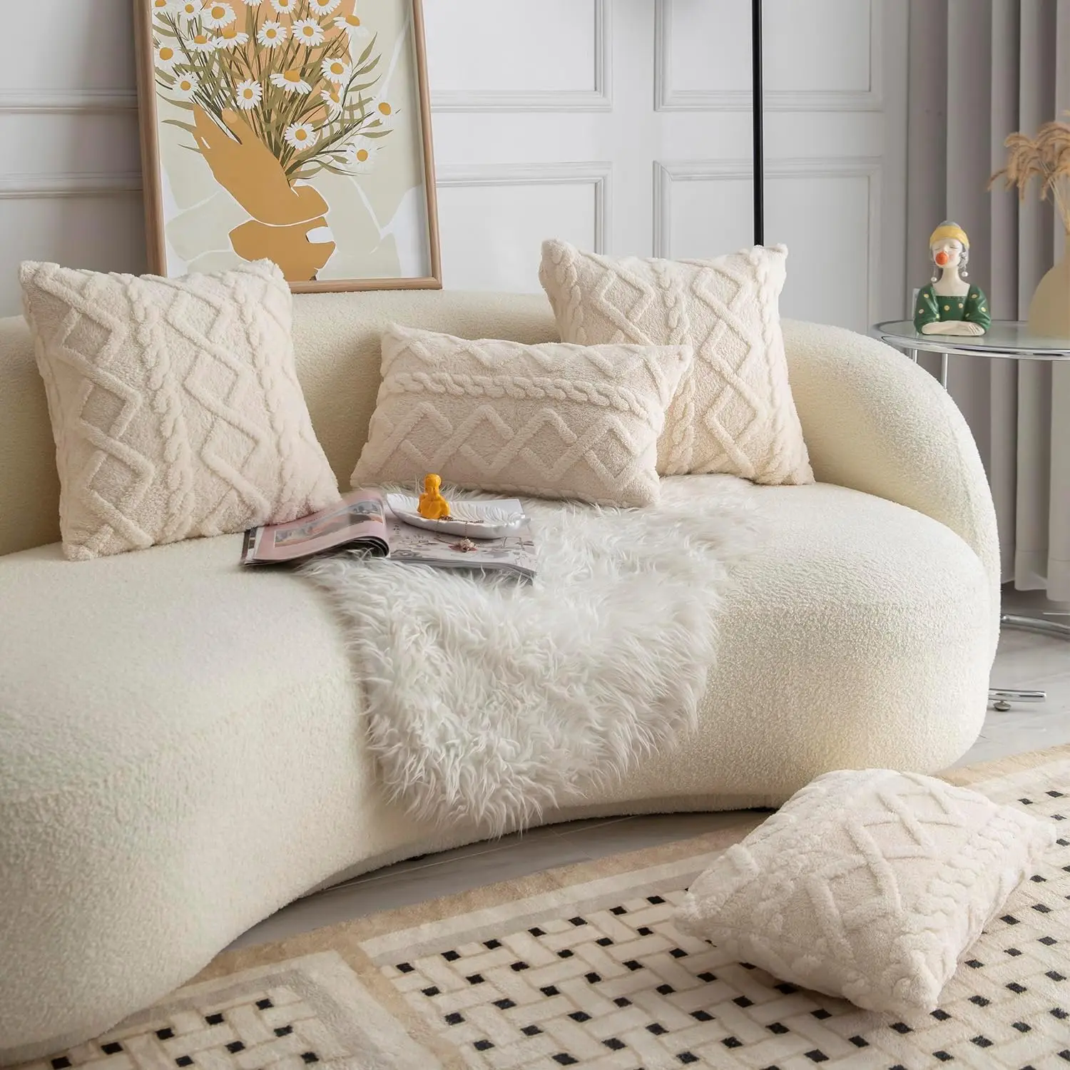Plush Cushion Cover Geometric Pillow Covers for Living Room Sofa 45x45cm Pillowcase Decorative Throw Pillow Covers Home Decor