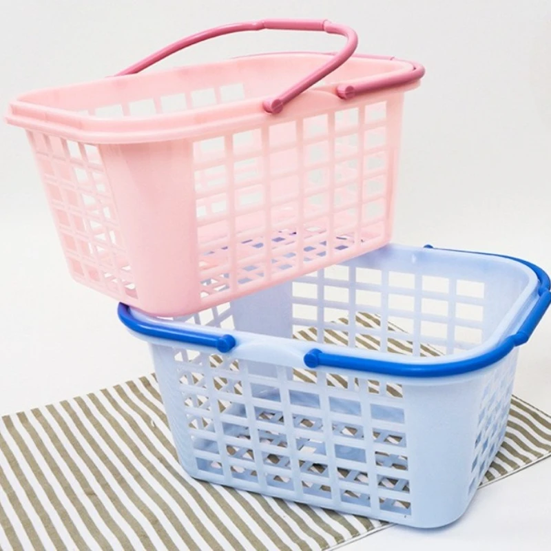 

2pcs Kitchen Rectangular Storage Basket with Handle Bathroom Supplies Organizing Table Clutter Snack Storage Basket Accessories