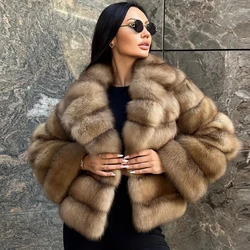 Women's Clothing Genuine Fox Fur Jacket Natural Fox Fur Fluffy Coat Lapel Luxury Brands 2024 Women Short Real Fur Coat