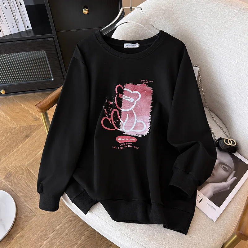 

100/150/175kg Oversize Women Clothing Big Size Casual Loose Spring Autumn Printed Hoodies Sweatshirts 5XL 6XL 7XL Bust 150/160cm