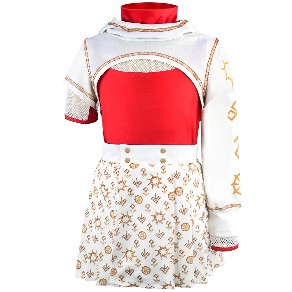 Girls Zombies Cheerleader Cosplay Costume Mesh Top+Printed Skirt+Hooded Coat For Kids Halloween Party School Uniform Dress Up