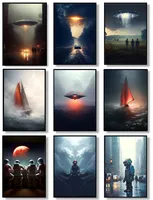 Future Abstract Science Fiction World Spacecraft Astronaut Robotic Sail Poster Canvas Painting Wall Art Pictures Home Decor
