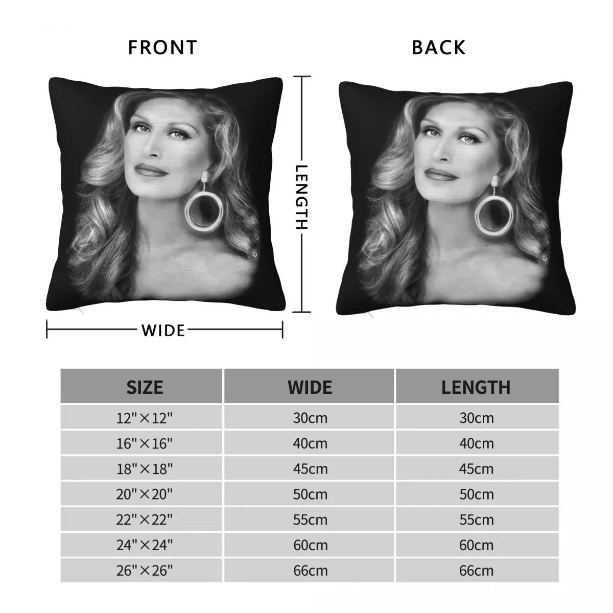 Dalida Big Earrings Square Pillowcase Polyester Linen Velvet Pattern Zip Decorative Pillow Case Sofa Cushion Cover