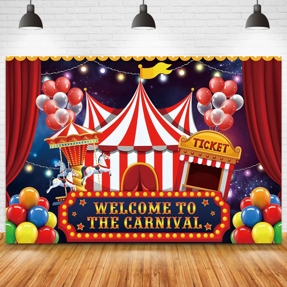 Circo palco pano de fundo foto do bebê festa de aniversário balão decoração fotografia recém-nascido adereços carnaval fundo banner estúdio