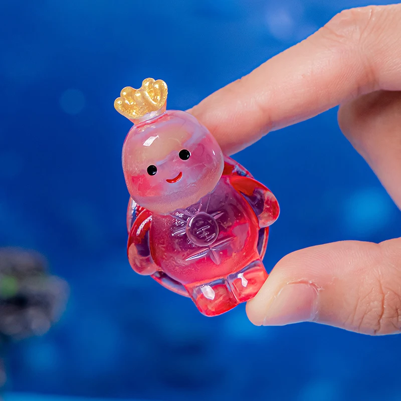 Figuras de paisaje en miniatura de tortuga luminosa de dibujos animados, pequeños adornos bonitos, decoración de escritorio Kawaii, regalos de decoración del hogar DIY