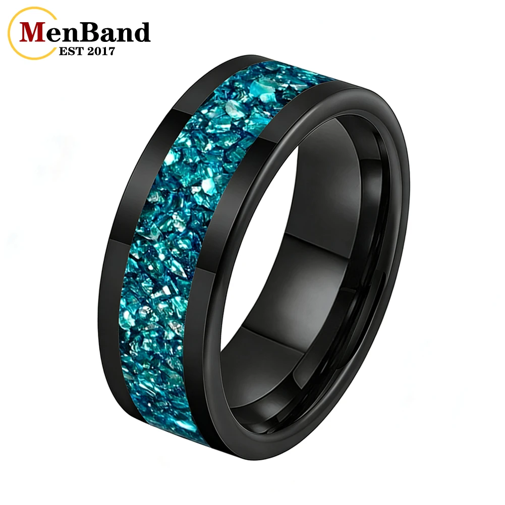 

Мужское кольцо MenBand в новом стиле, 8 мм, из карбида вольфрама, с инкрустацией синим стеклянным камнем, комфортная посадка, обручальное кольцо, кольцо для пары, кольцо-обещание