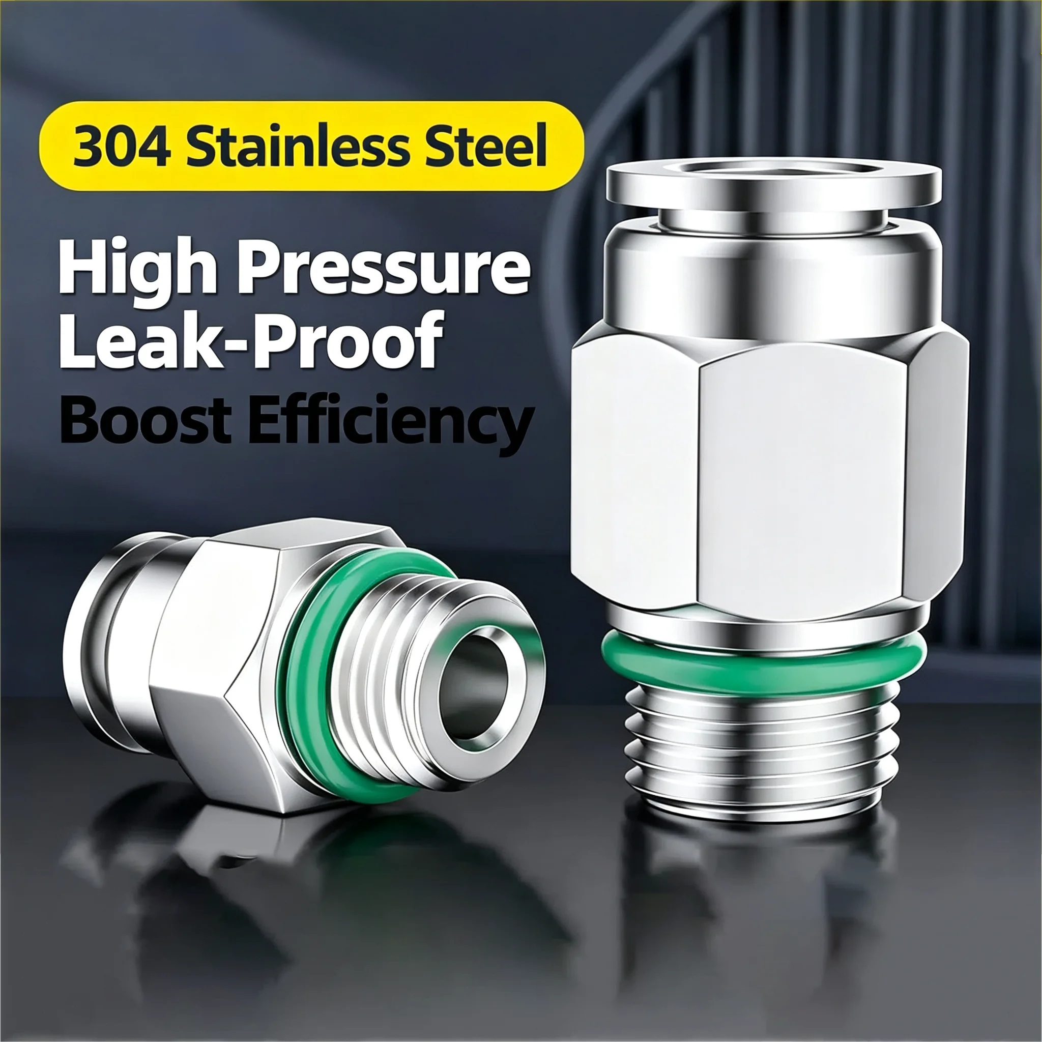 304 Stainless Steel G-Thread PC Connector Air Hose Fitting G1/8 1/4 3/8 1/2 Male Thread Pipe Joint 8mm Pneumatic Quick Cooupling