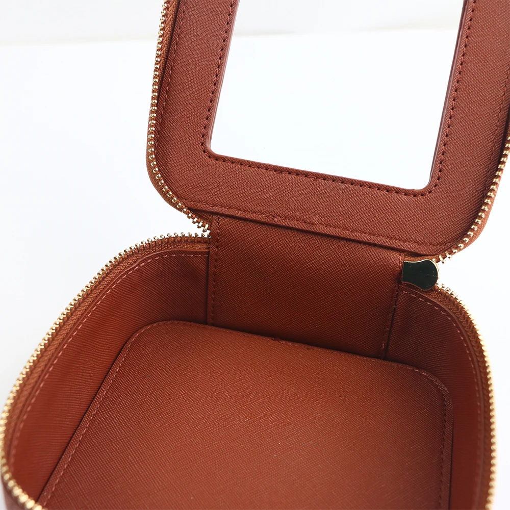 Customized Name New PU Leather PVC Cosmetic Square Toiletry Bag, Transparent and Visible, Portable Storage