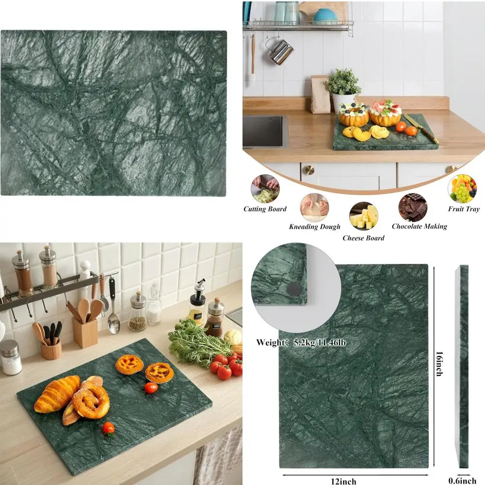 

Разделочная доска из полированного зеленого мрамора — 16x12 дюймов, нескользящая кухонная столешница, поднос для посуды, идеальный подарок для повара и гриля