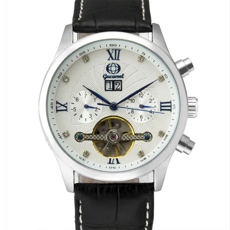 

GUTUO* Automatic Tourbillon Mechanical Watch for Men Multifunction Business Wristwatch with Calendar Display
