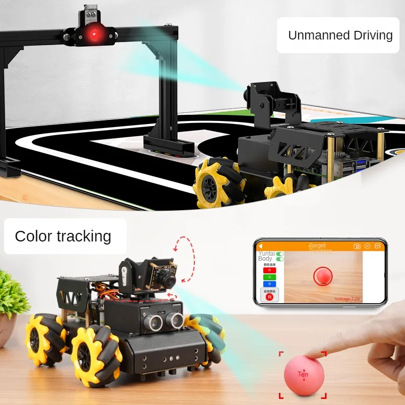 4WD TurboPi Mecanum Wheel Motor Robot Car for Raspberry Pi Robot DIY Kit 4B 4GB Camera Open Source AI Python Car for Starters