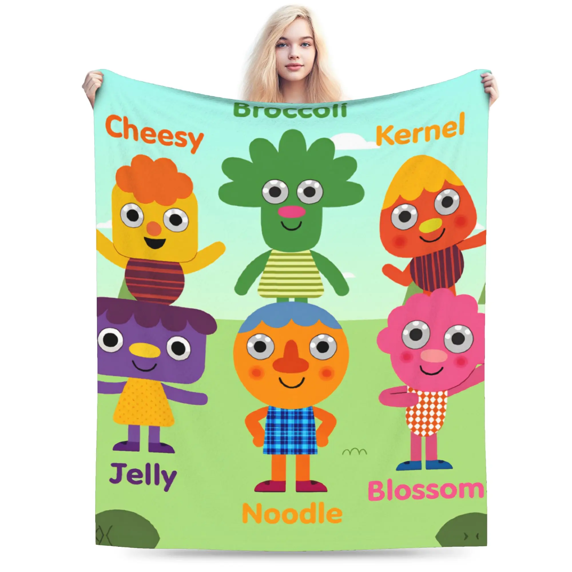 Noodle & Pals Micro Flannel Blanket Spring Super Simple Soft Bedding Throw for Students Outdoor Novelty Bedspread Sofa Bed Cover