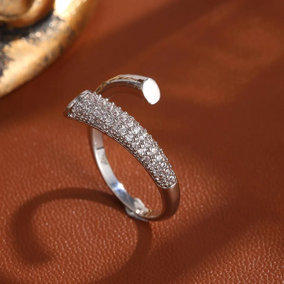 ZAKOL White Gold Color AAA Zircon Bracelet Ring Set for Women Men Brilliant Micropaved Zirconia Nail Luxury Wedding Jewelry image 2