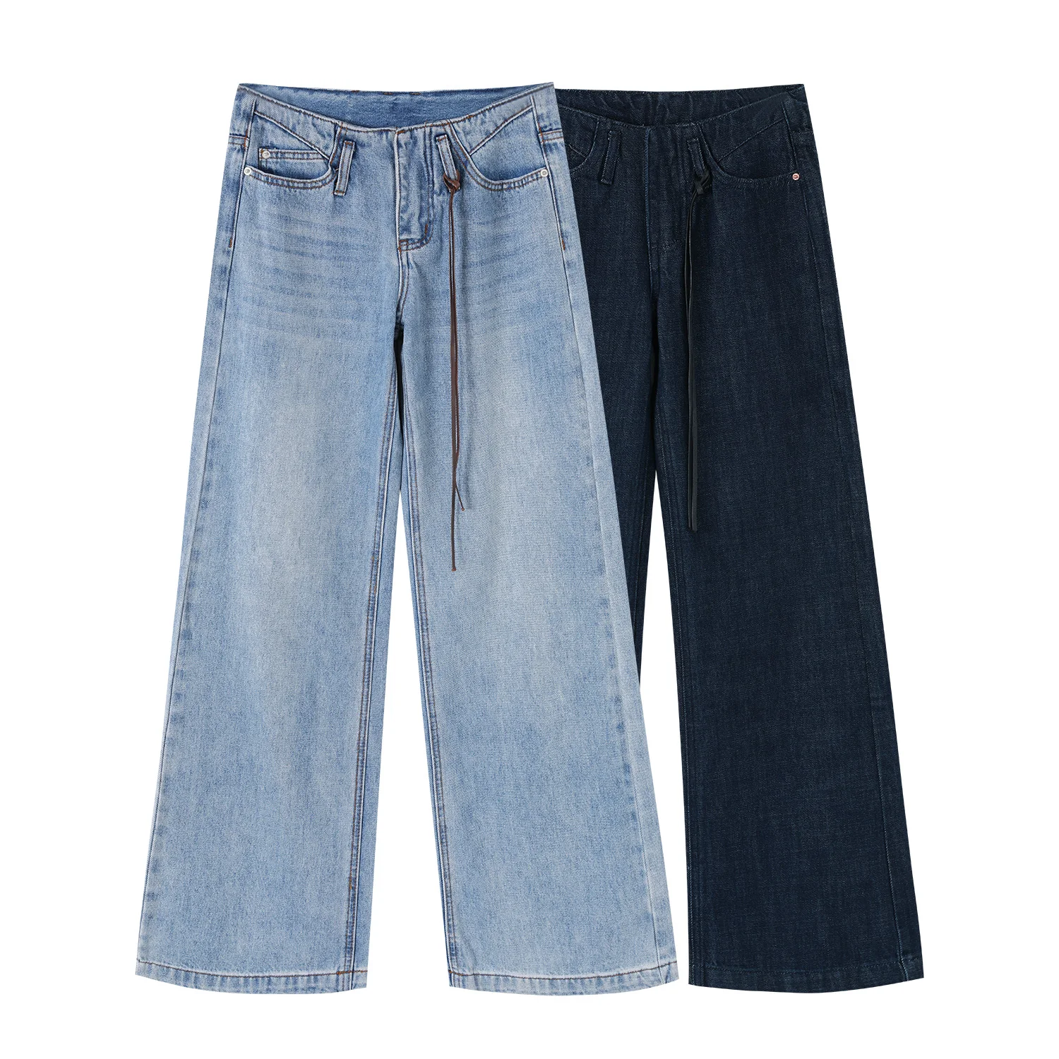

Unique Design Wide Leg High Waist Straight Cut Jeans Women's Autumn Winter Loose Slimming Versatile Long Pants Casual Cotton