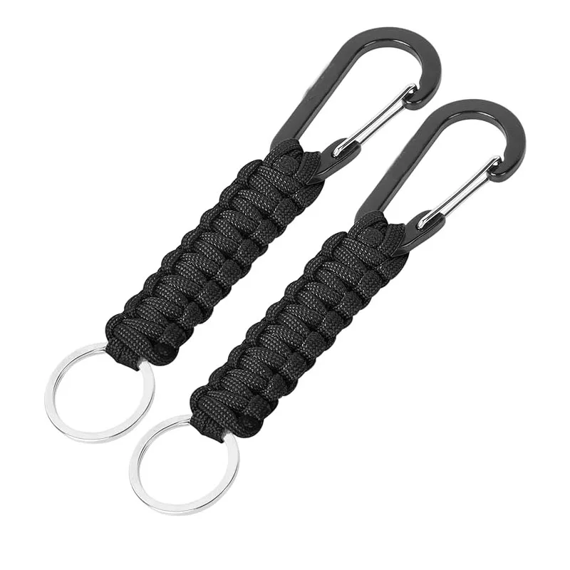 

Umbrella Rope Keychain with Carabiner DIY Braided Key Ring Hook Suitable Outdoor Camping Survival Fixed Flashlight-9 Colors