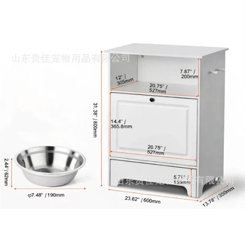 Amazon Dog Feeding Cabinet Wooden Food Cabinet Pet Cabinet Bowl Cat and Feeder Double Bowl Rack Wholesale