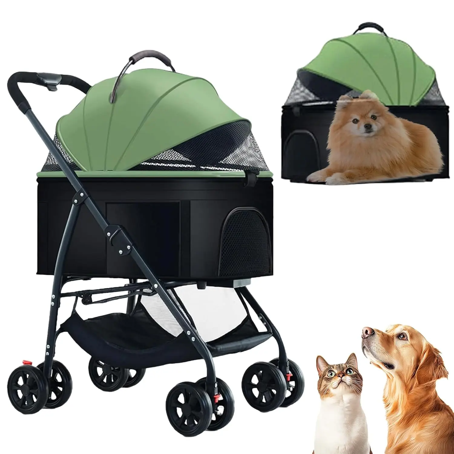 

3-in-1 Easy Foldable Pet Stroller Pet Dog Stroller Dog Wagon with Removable Carrier Cat Stroller for Medium Dogs Up To 55lbs