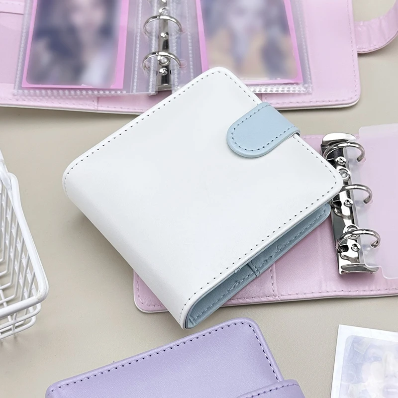 

Mini Candy Color Pu Leather Kpop Photocards Binder Collect Book 3inch Card Storage Idol Card Photo Album Holder Book Stationery