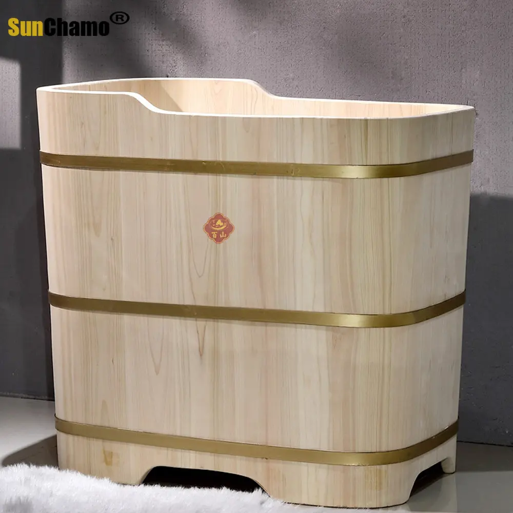 Eco-Friendly Bathing Bucket, No Paint Soaking Tub for Adults, Japanese Hinoki Wood, for Home Spa Therapy