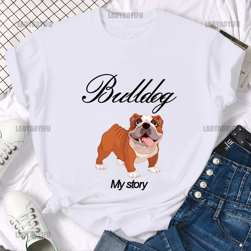 

English Bulldog Dog Puppy T-Shirt For Men Women tshirt funny Printing Harajuku Casual T-Shirt Fashion Streetwear