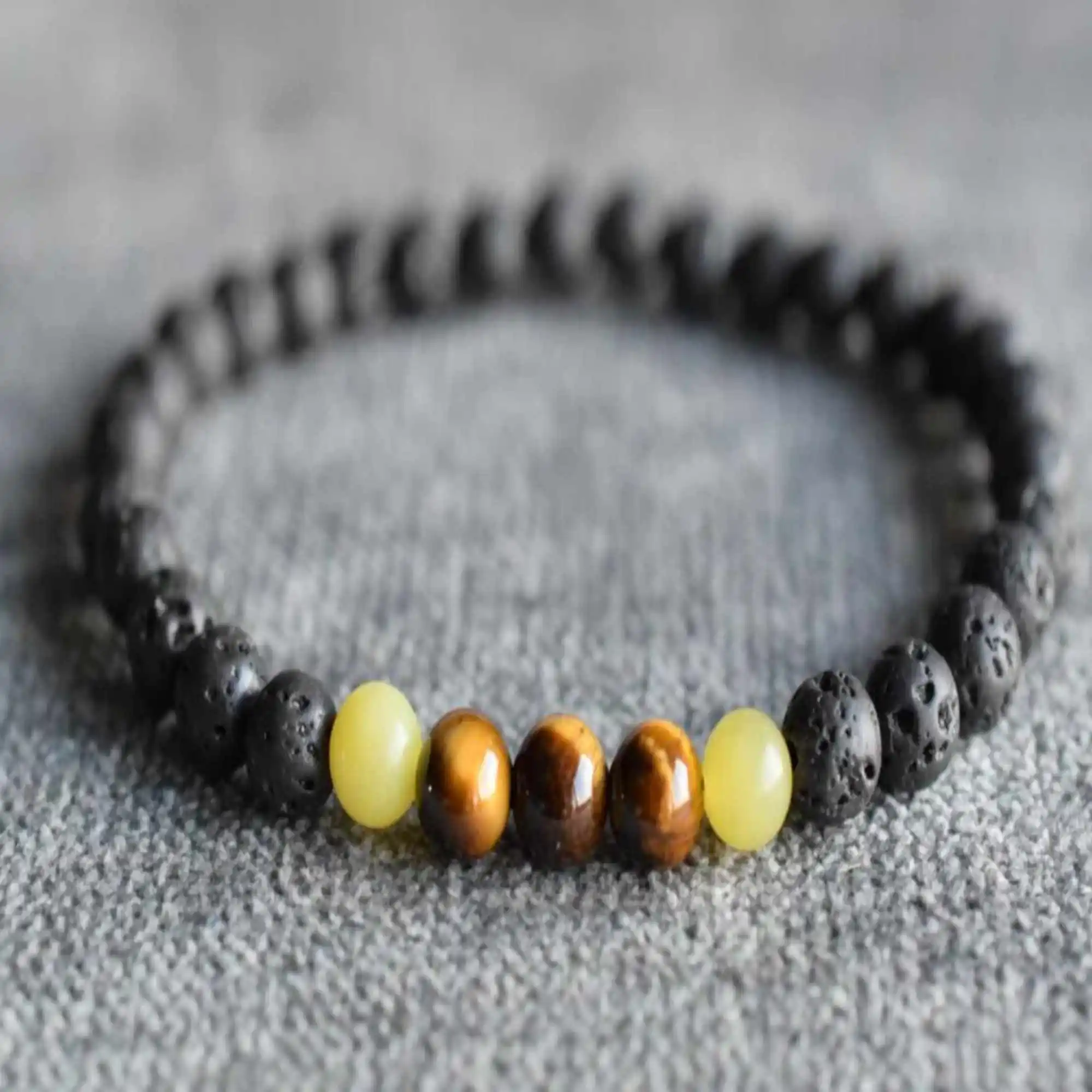 Natural 6mm black Lava lava brown Tiger's eye jade beads bracelet Classic Yoga Women Spirituality Calming Relief Beaded Prayer