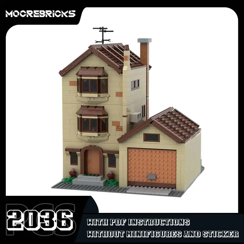 MOC-100451 Modular House DIY Building Block Landmark Small Particle Organization Model High-Tech Brick Toys Kid's Christmas Gift