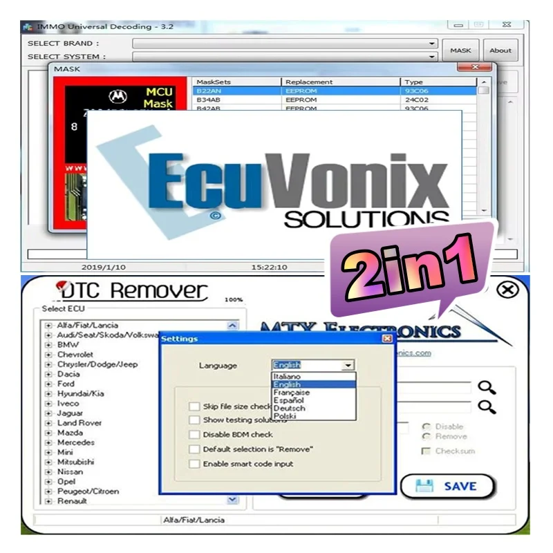 

EcuVonix IMMO Universal Decoding 3.2 Remove IMMO Offwith Keygen Unlimited Crack+ Software MTX DTC Remover 1.8.5.0 With Keygen